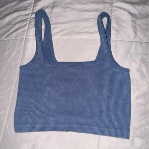 Bozzolo Blue Ribbed Tank Crop Top